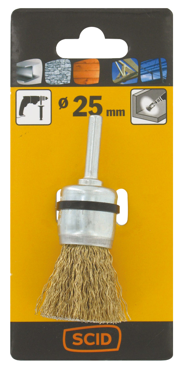 Brosse pinceau fils acier laitonné ondulés - SCID